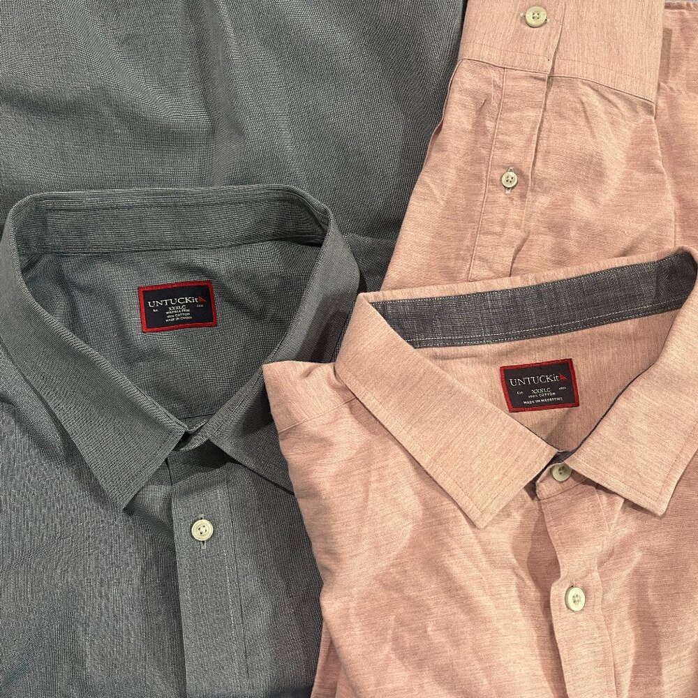 👔 UNTUCKit Men’s Lot of 2 Long Sleeve Shirts Pink Blue 3XLC 3XL 🔥